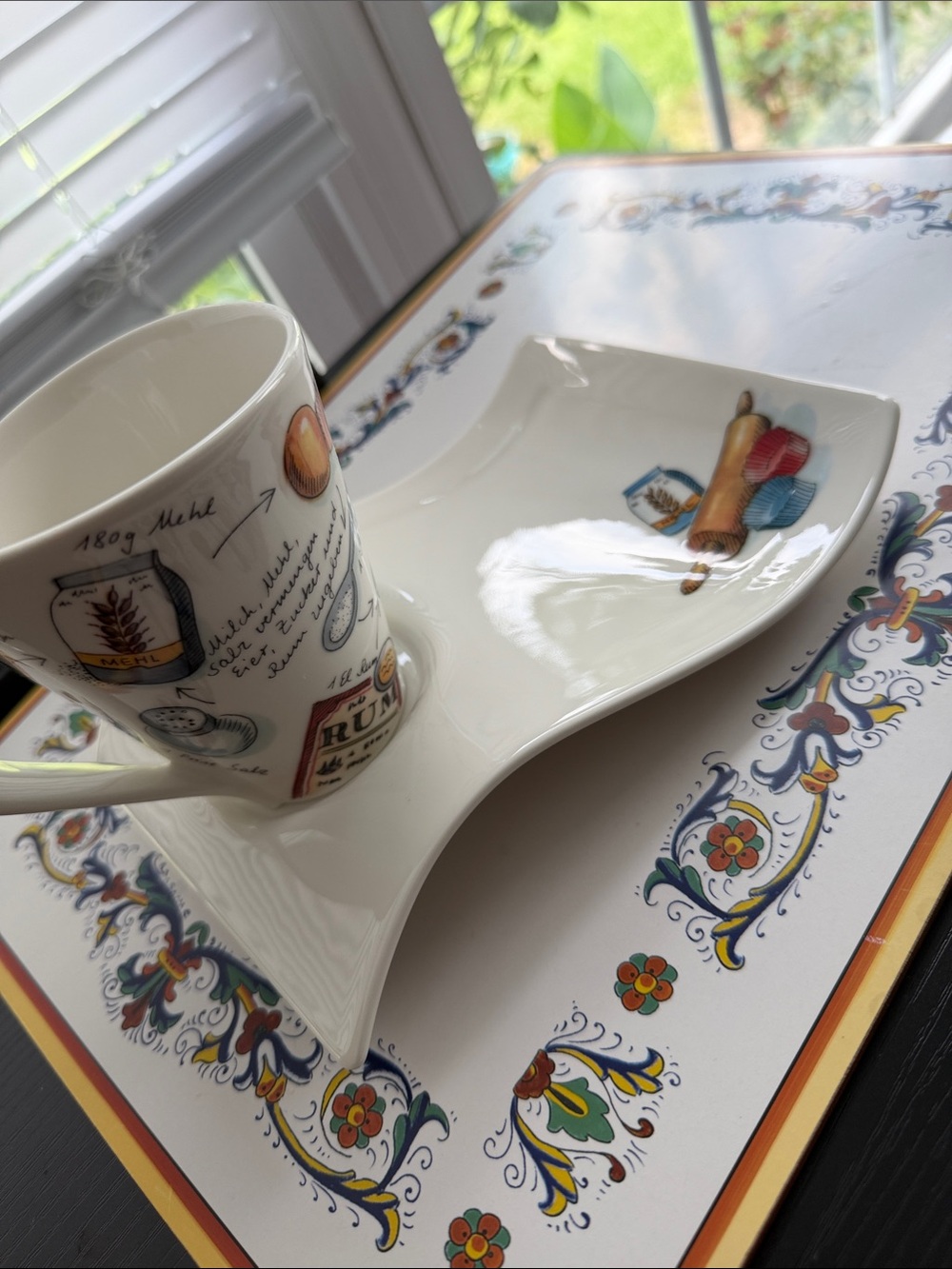 Villeroy & Boch Recipe Coffee Cup & Square Saucer Made in Germany